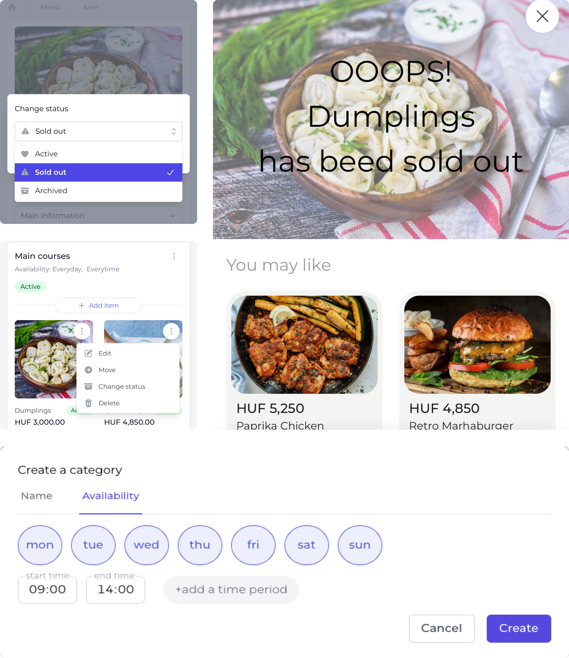 Digital menu